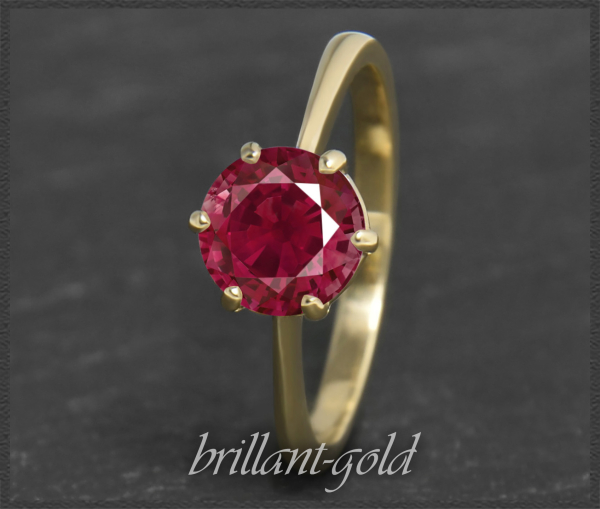 Gold Ring aus 585 Gelbgold; 2,0ct Rubin